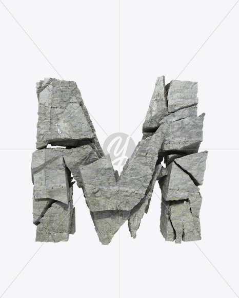 Letter M from Concrete Rock Font on Yellow Images Creative Fonts - S23159