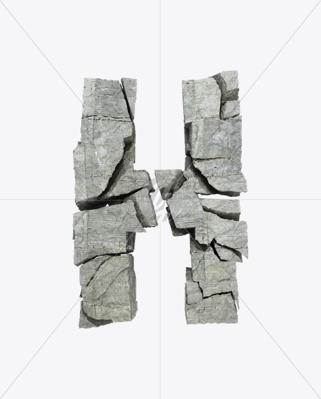 Letter H from Concrete Rock Font on Yellow Images Creative Fonts - S23154