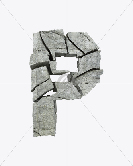 Letter P from Concrete Rock Font on Yellow Images Creative Fonts - S23162