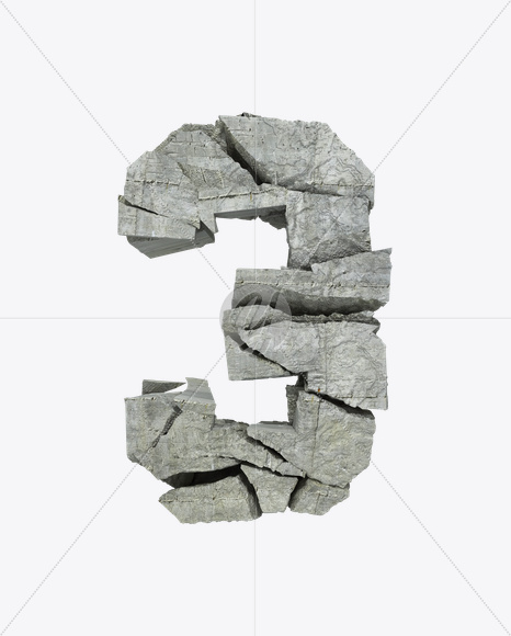 3 from Concrete Rock Font on Yellow Images Creative Fonts - S23175