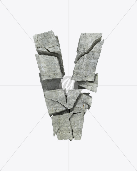 Letter V from Concrete Rock Font on Yellow Images Creative Fonts - S23168