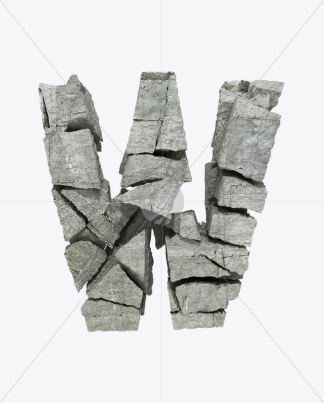 Letter W from Concrete Rock Font on Yellow Images Creative Fonts - S23169