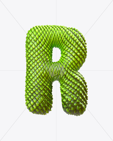 Letter R from Dragon Skin Font on Yellow Images Creative Fonts - S23288