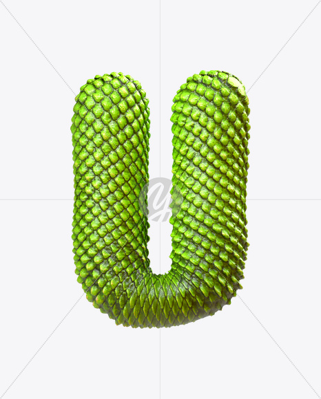 Letter U from Dragon Skin Font on Yellow Images Creative Fonts - S23291