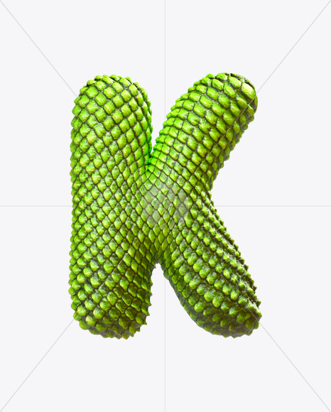 Letter K from Dragon Skin Font on Yellow Images Creative Fonts - S23281