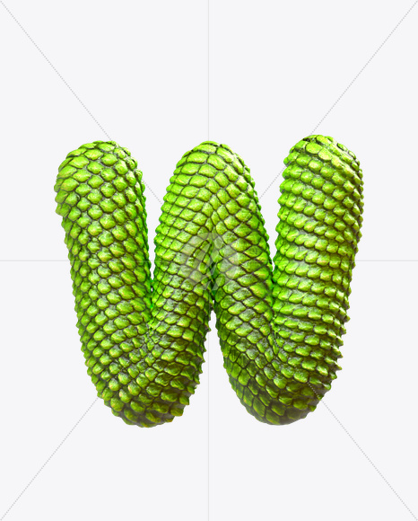 Letter W from Dragon Skin Font on Yellow Images Creative Fonts - S23293