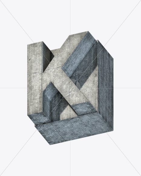 Letter K from Concrete Block Font on Yellow Images Creative Fonts - S23392