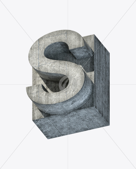 Letter S from Concrete Block Font on Yellow Images Creative Fonts - S23400