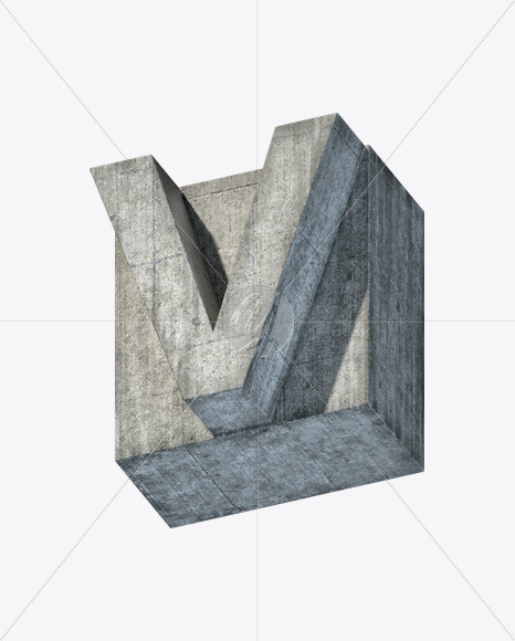 Letter V from Concrete Block Font on Yellow Images Creative Fonts - S23403