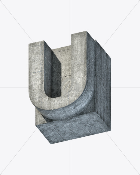 Letter U from Concrete Block Font on Yellow Images Creative Fonts - S23402