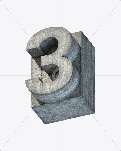 3 from Concrete Block Font on Yellow Images Creative Fonts - S23410