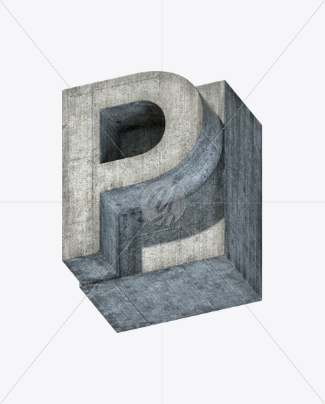 Letter P from Concrete Block Font on Yellow Images Creative Fonts - S23397