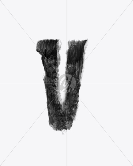 Letter V from Black brush Font on Yellow Images Creative Fonts - S23713