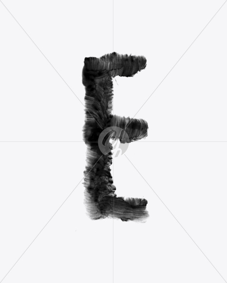 Letter E from Black brush Font on Yellow Images Creative Fonts - S23696