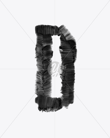 Letter D from Black brush Font on Yellow Images Creative Fonts - S23695