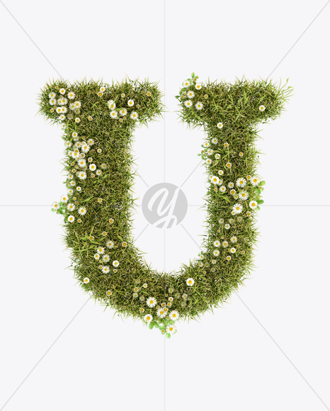 Letter U from Daisy Font on Yellow Images Creative Fonts - S23797