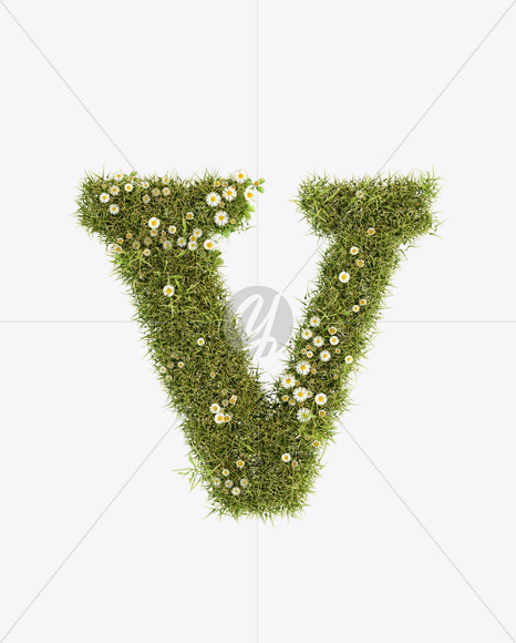 Letter V from Daisy Font on Yellow Images Creative Fonts - S23798