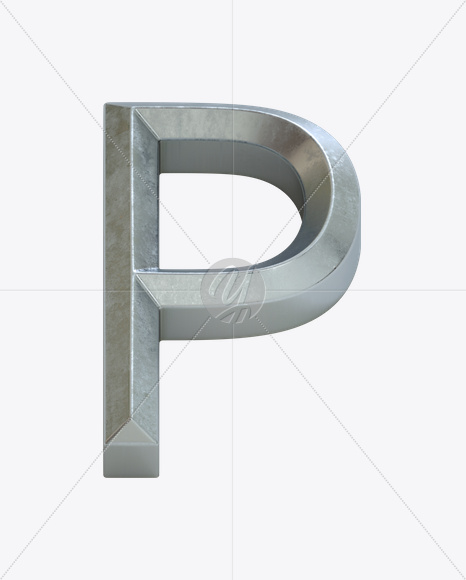 Letter P from Metal Bevel Font on Yellow Images Creative Fonts - S23881