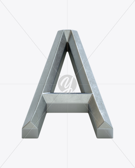 Letter A from Metal Bevel Font on Yellow Images Creative Fonts - S23866