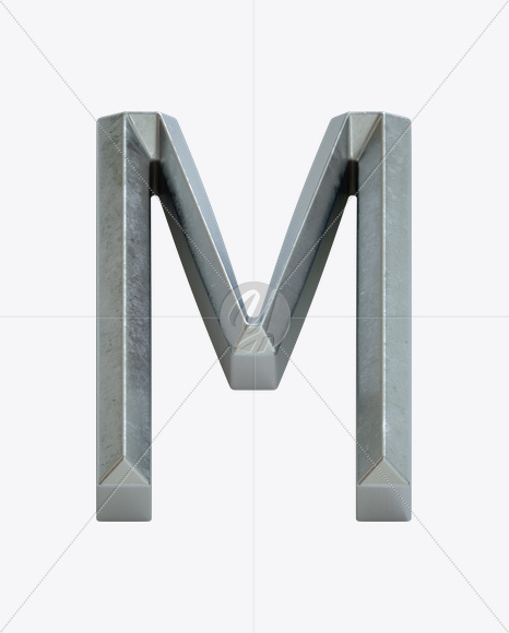 Letter M from Metal Bevel Font on Yellow Images Creative Fonts - S23878