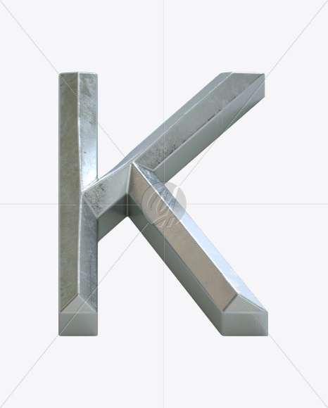 Letter K from Metal Bevel Font on Yellow Images Creative Fonts - S23876