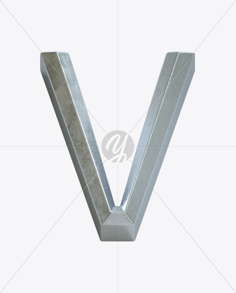 Letter V from Metal Bevel Font on Yellow Images Creative Fonts - S23887