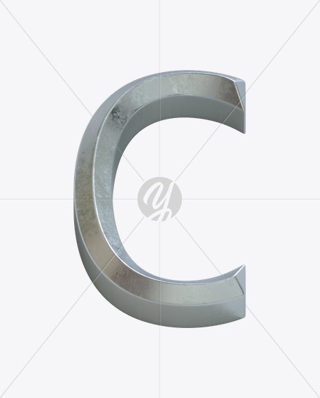 Letter C from Metal Bevel Font on Yellow Images Creative Fonts - S23868