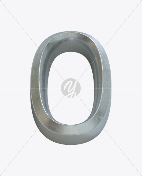 Letter O from Metal Bevel Font on Yellow Images Creative Fonts - S23880