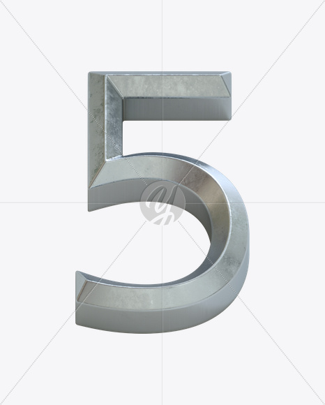 5 from Metal Bevel Font on Yellow Images Creative Fonts - S23896