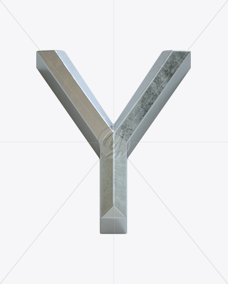 Letter Y from Metal Bevel Font on Yellow Images Creative Fonts - S23890