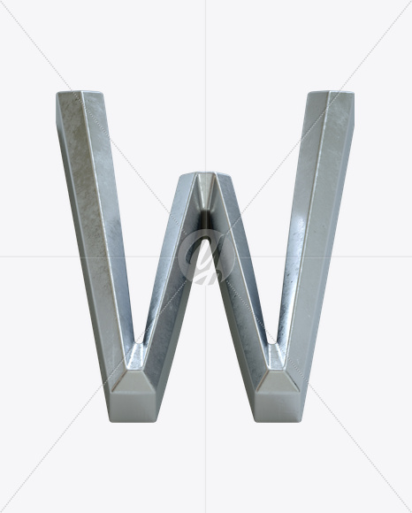 Letter W from Metal Bevel Font on Yellow Images Creative Fonts - S23888