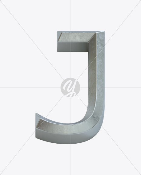 Letter J from Metal Bevel Font on Yellow Images Creative Fonts - S23875