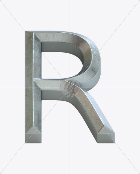 Letter R from Metal Bevel Font on Yellow Images Creative Fonts - S23883