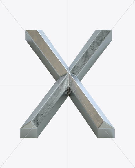 Letter X from Metal Bevel Font on Yellow Images Creative Fonts - S23889