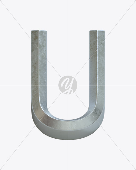 Letter U from Metal Bevel Font on Yellow Images Creative Fonts - S23886