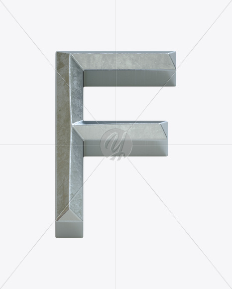 Letter F from Metal Bevel Font on Yellow Images Creative Fonts - S23871