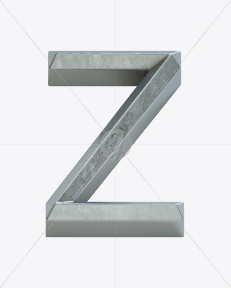 Letter Z from Metal Bevel Font on Yellow Images Creative Fonts - S23891