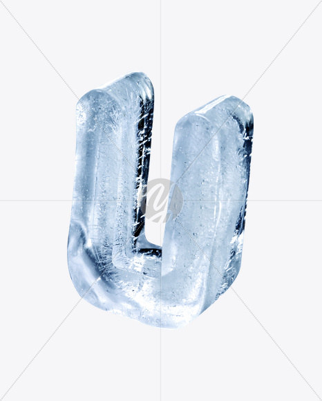 Letter U from Ice Rotation Font on Yellow Images Creative Fonts - S24041