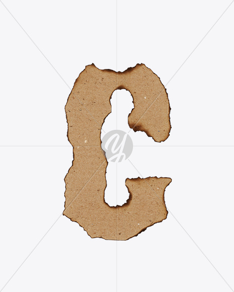 Letter C from Burn Paper Font on Yellow Images Creative Fonts - S24076