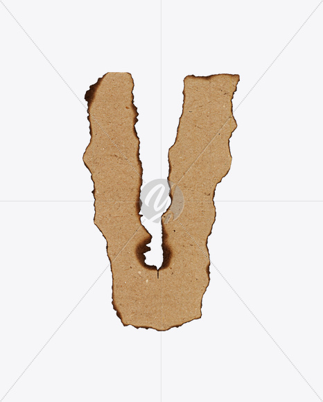 Letter V from Burn Paper Font on Yellow Images Creative Fonts - S24095