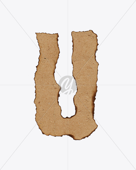 Letter U from Burn Paper Font on Yellow Images Creative Fonts - S24094