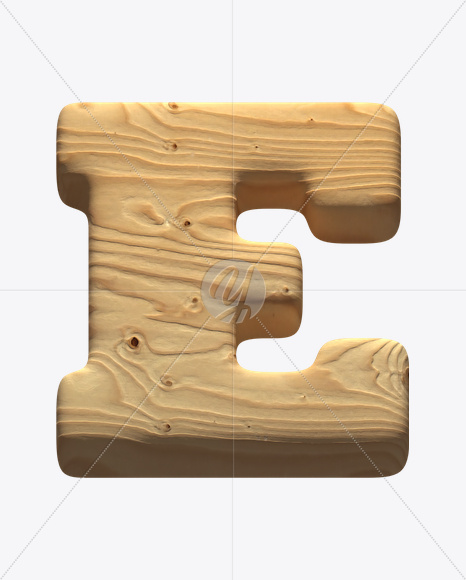 Letter E from Wooden Font on Yellow Images Creative Fonts - S24276