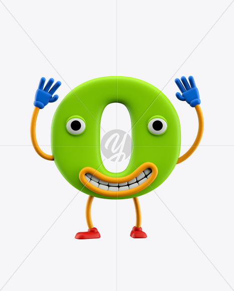 Letter O from ABC Character Font on Yellow Images Creative Fonts - S24472