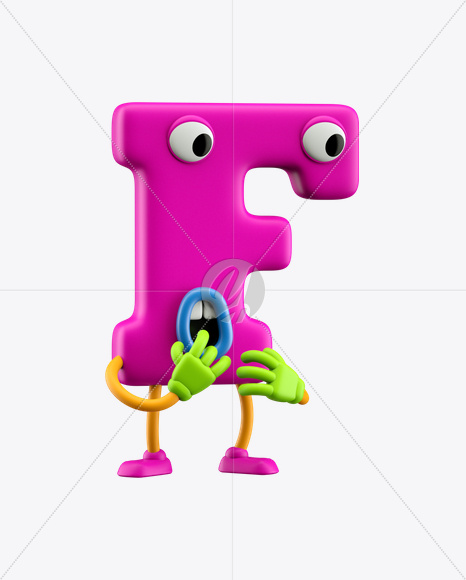 Letter F from ABC Character Font on Yellow Images Creative Fonts - S24463