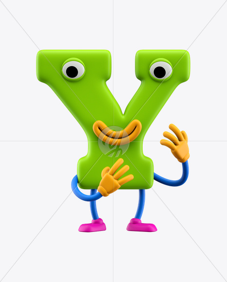 Letter Y from ABC Character Font on Yellow Images Creative Fonts - S24482