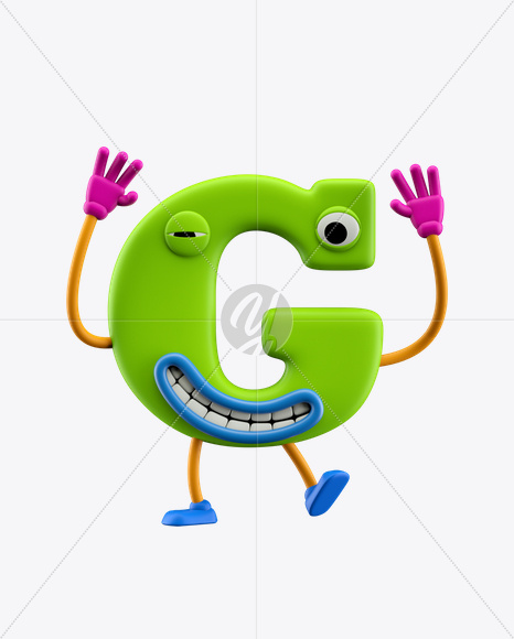 Letter G from ABC Character Font on Yellow Images Creative Fonts - S24464