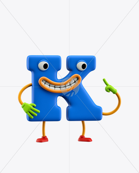 Letter K from ABC Character Font on Yellow Images Creative Fonts - S24468