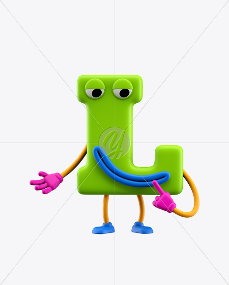 Letter L from ABC Character Font on Yellow Images Creative Fonts - S24469