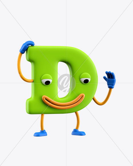 Letter D from ABC Character Font on Yellow Images Creative Fonts - S24461