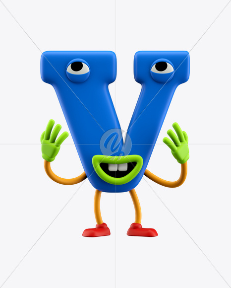 Letter V from ABC Character Font on Yellow Images Creative Fonts - S24479